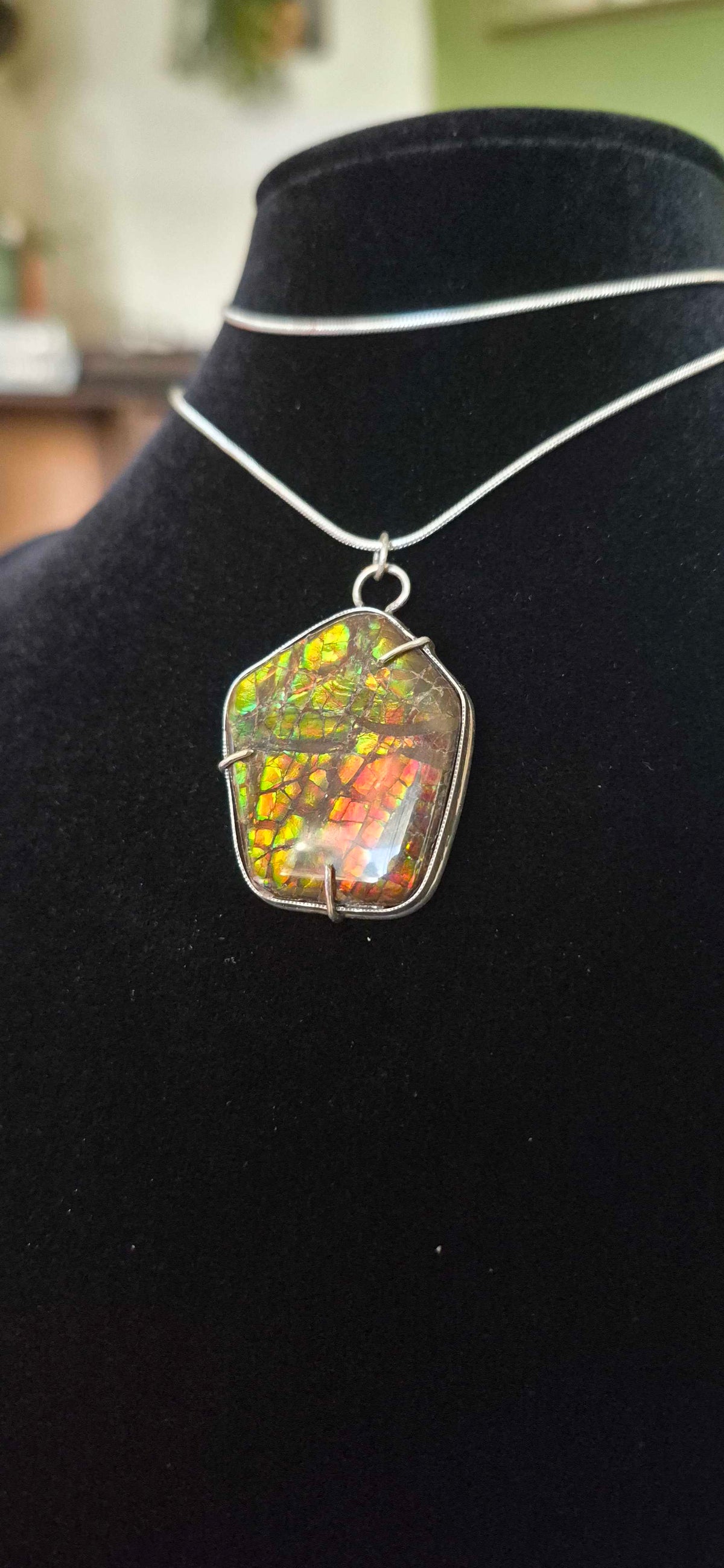 Natural Ammolite Silver Pendant - CGJP13