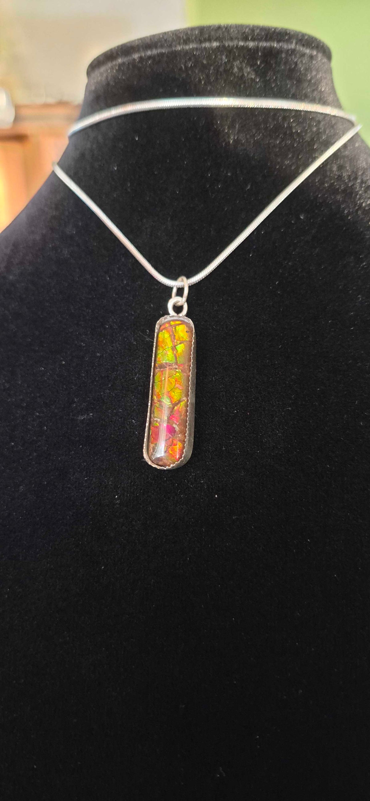 Natural Ammolite Silver Pendant - CGJP25