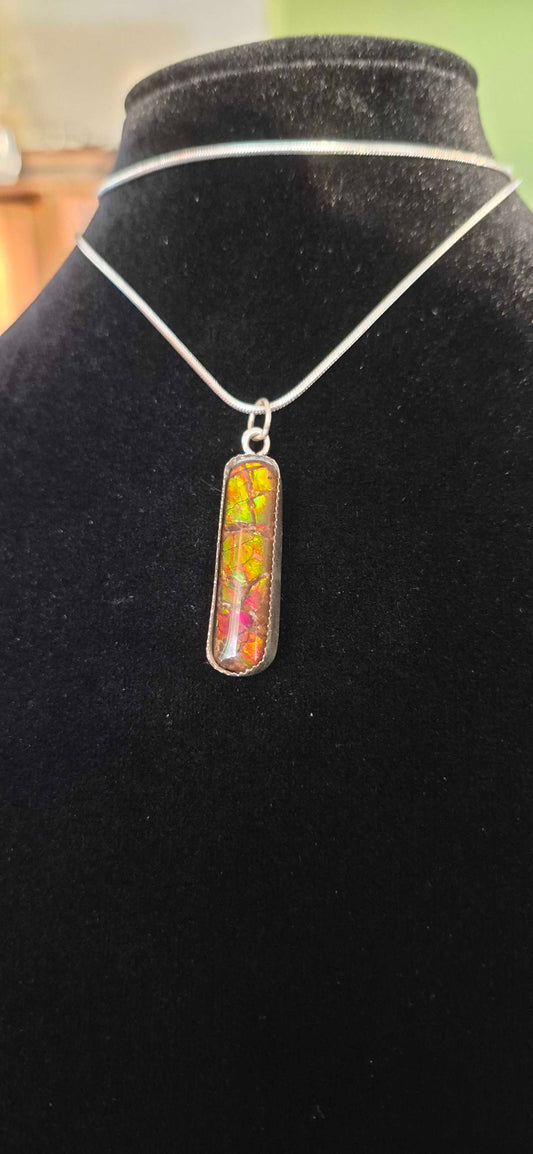 Natural Ammolite Silver Pendant - CGJP25