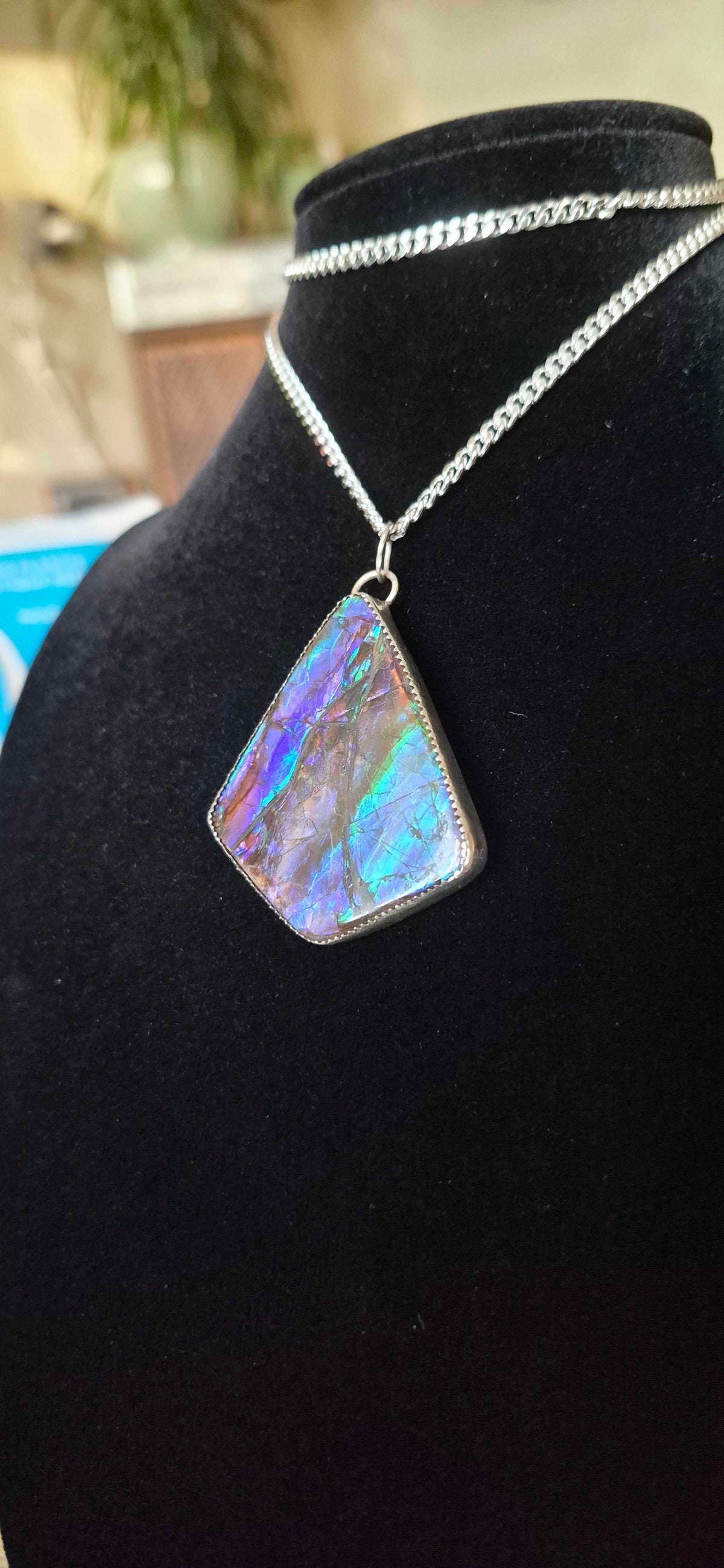 Natural Ammolite Silver Pendant - CGJP19