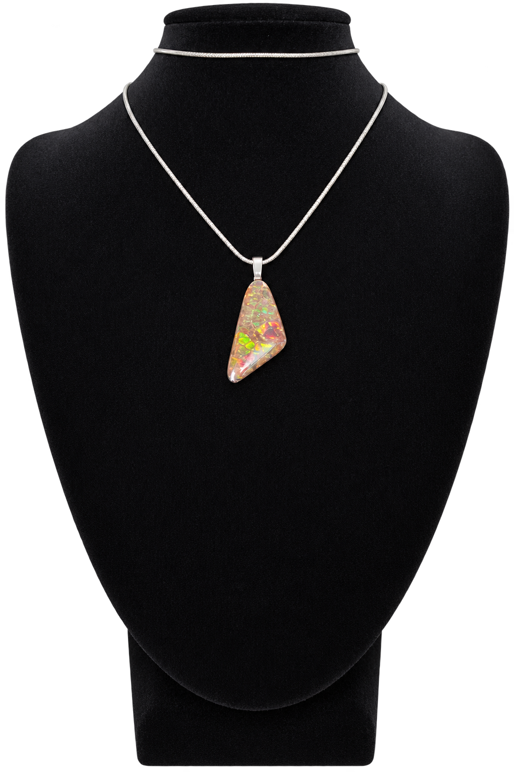 Natural Ammolite Silver Plated Pendant CGJP34 with red and green colour