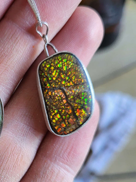 Ammolite Necklace Pendant C-#3