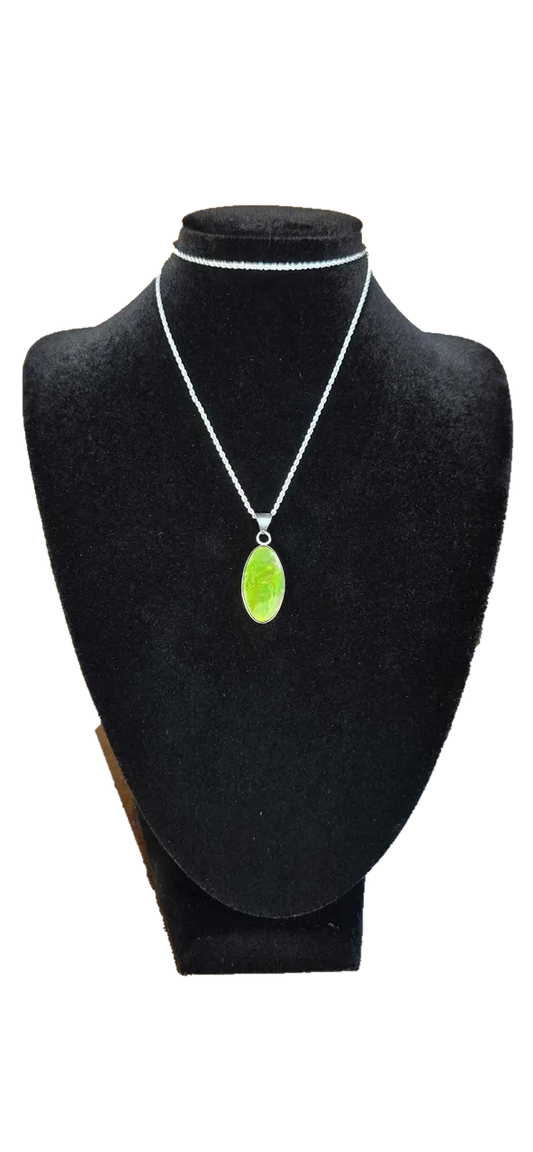 Natural Ammolite Silver Pendant CGJP9 with orange, gold and green colour