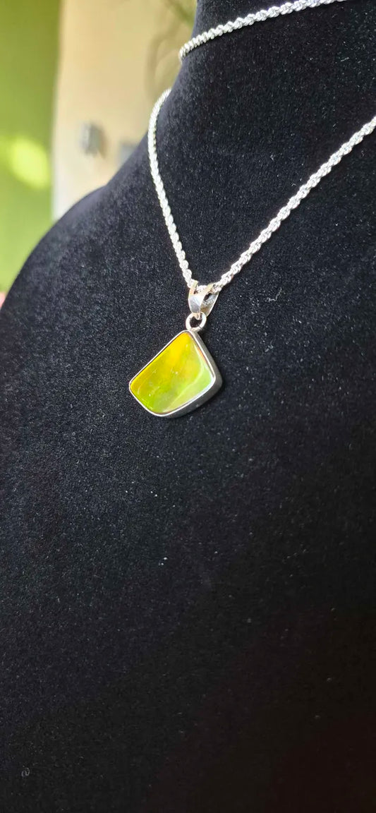 Natural Ammolite Silver Pendant - CGJP18
