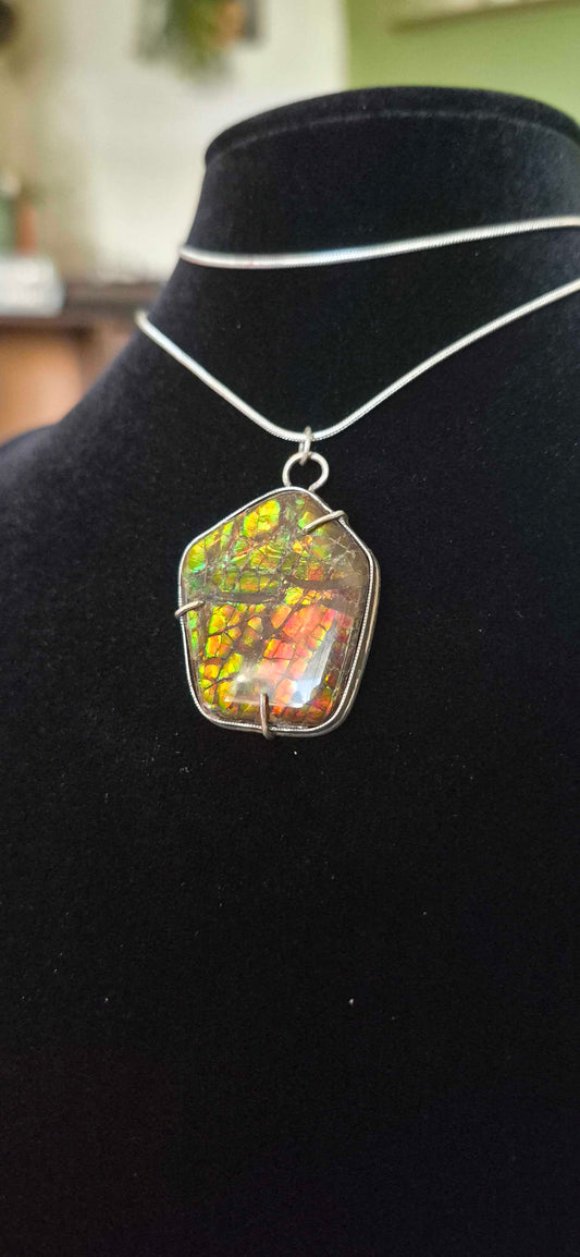 Natural Ammolite Silver Pendant - CGJP13