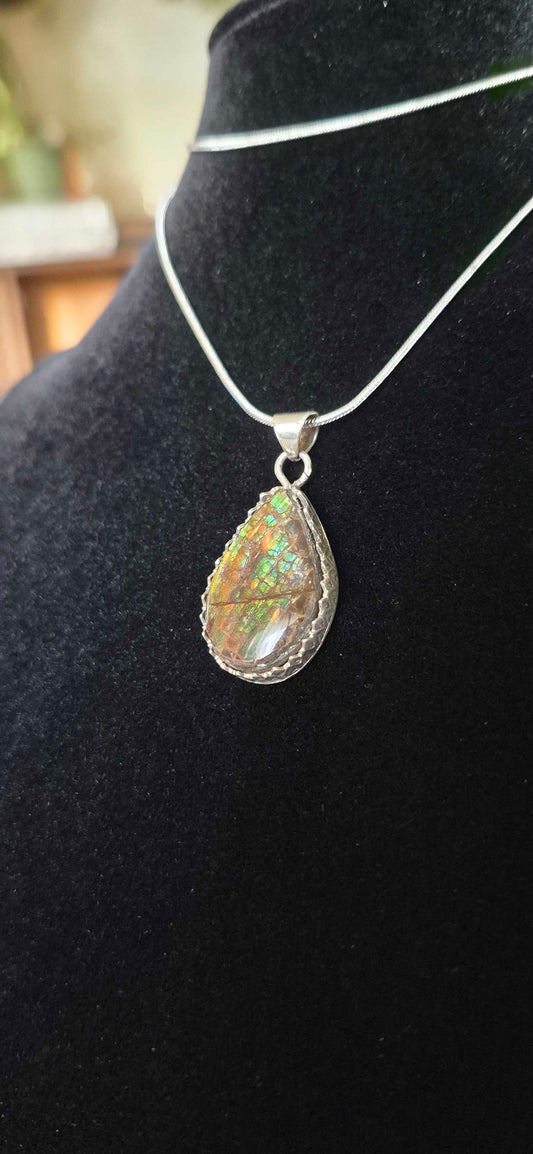 Natural Ammolite Silver Pendant - CGJP22