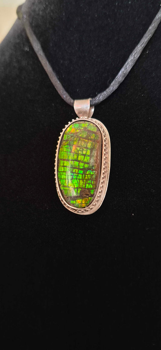 Natural Ammolite Silver Pendant - CGJP23