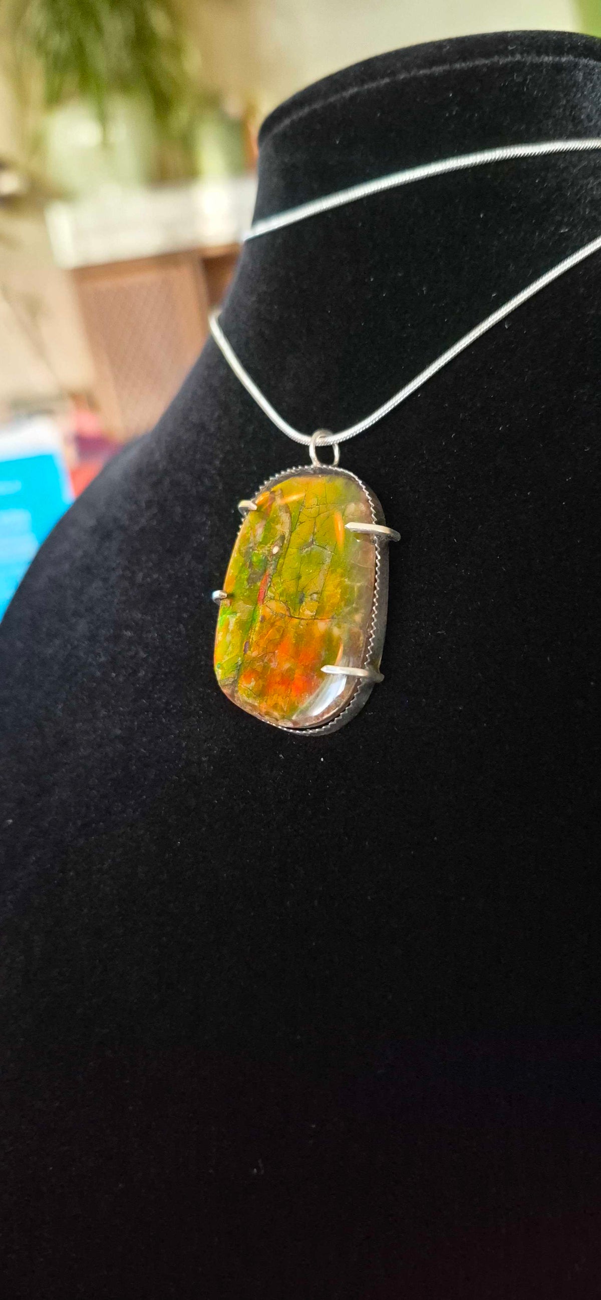 Natural Ammolite Silver Pendant - CGJP24