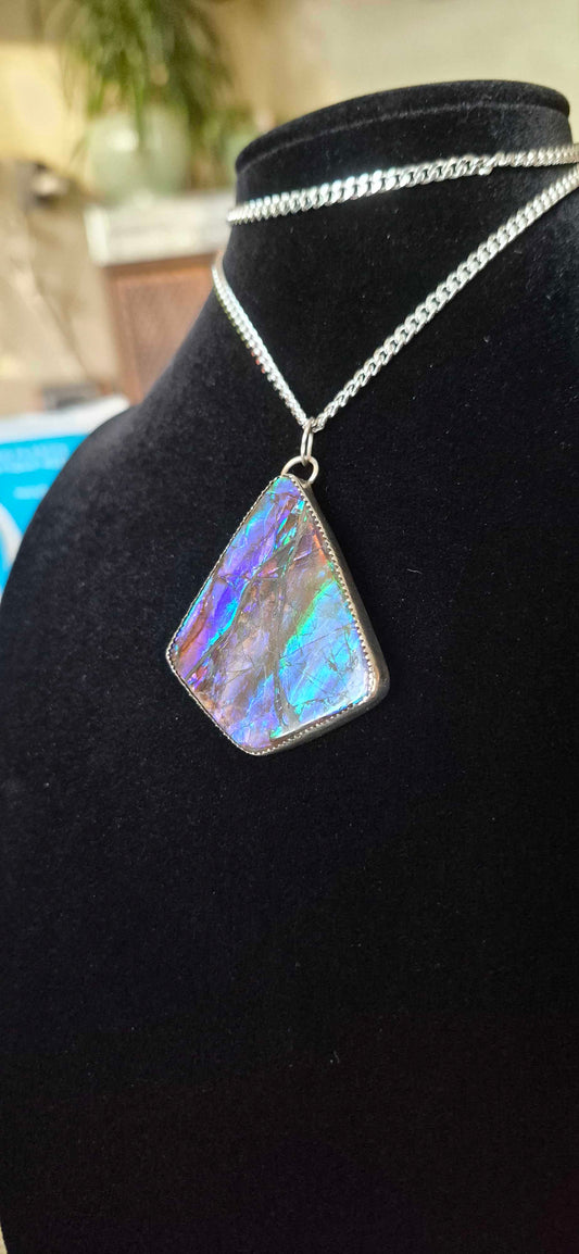 Natural Ammolite Silver Pendant - CGJP19