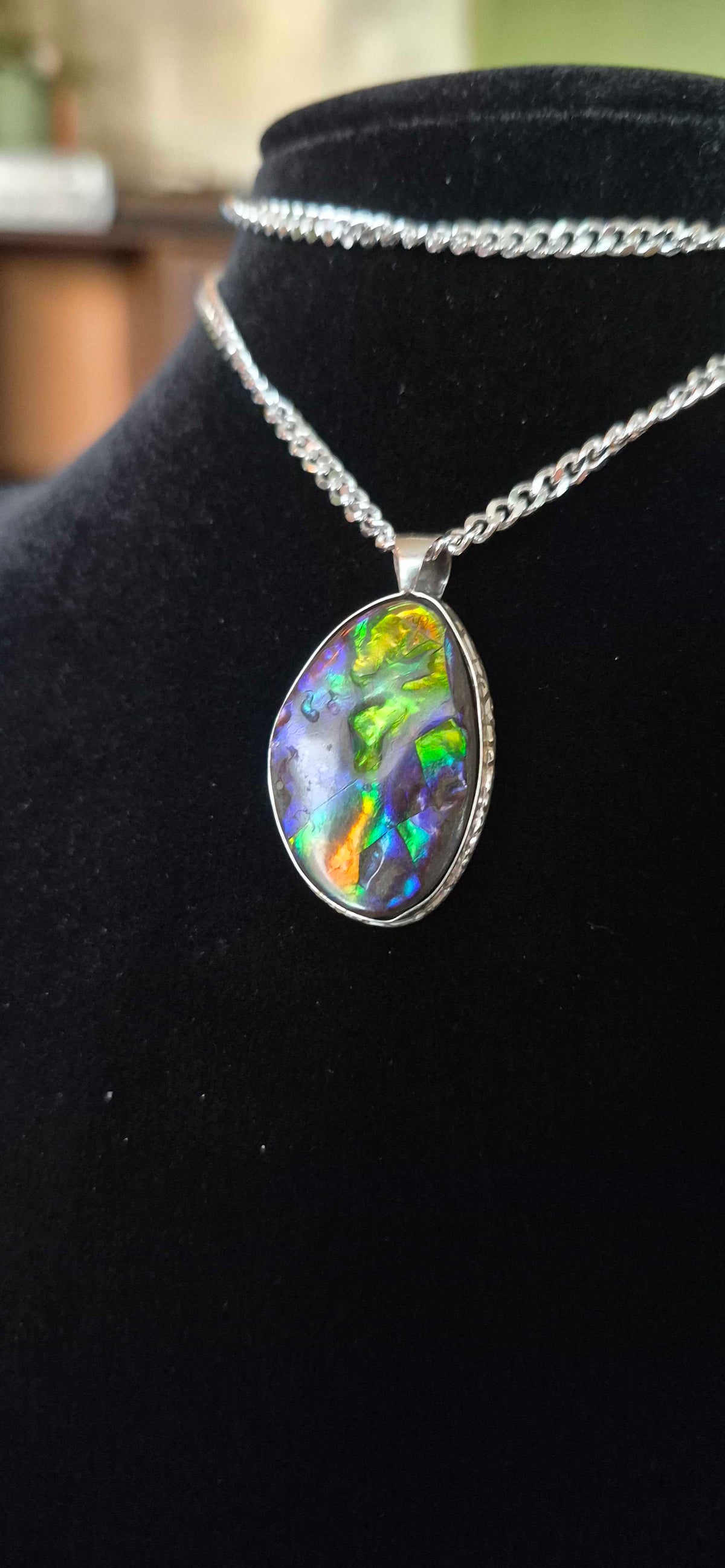 Natural Ammolite Silver Pendant - CGJP20