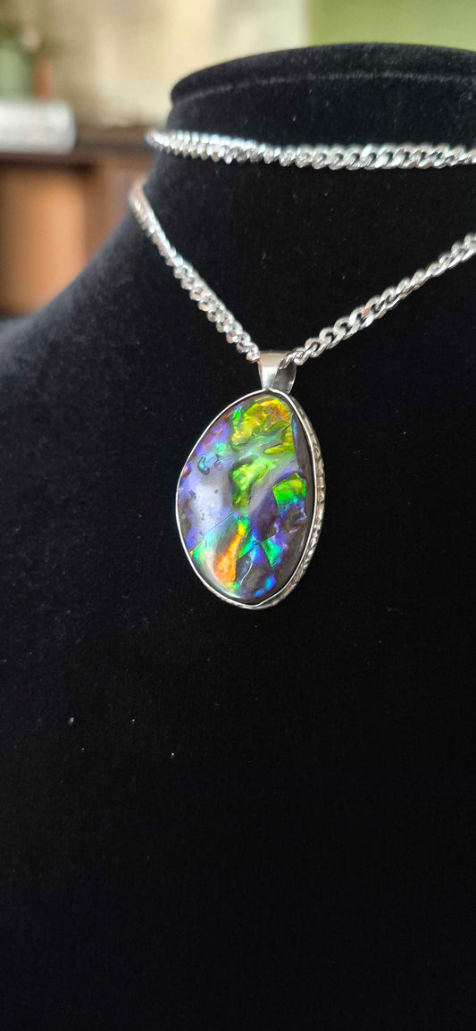 Natural Ammolite Silver Pendant - CGJP20