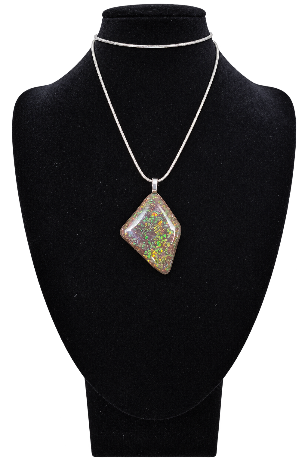 Natural Ammolite Silver Plated Pendant CGJP42 with orange and green colour