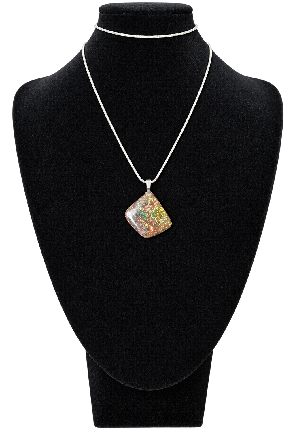 Natural Ammolite Silver Plated Pendant CGJP36 with gold and green colour