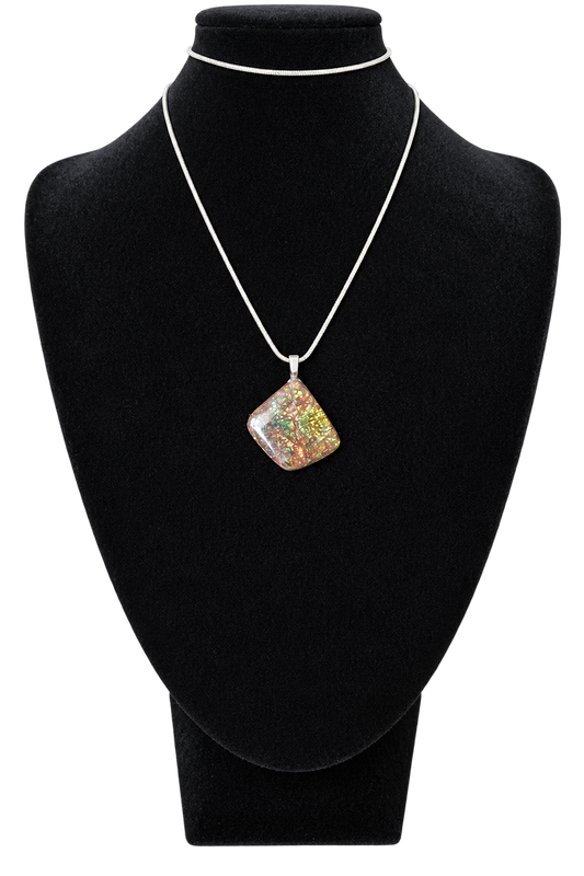 Natural Ammolite Silver Plated Pendant CGJP36 with gold and green colour